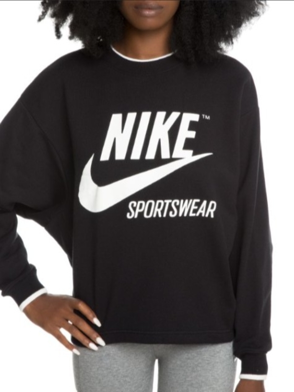 Vintage Nike Black Crewneck Sweatshirt with White Swoosh Logo